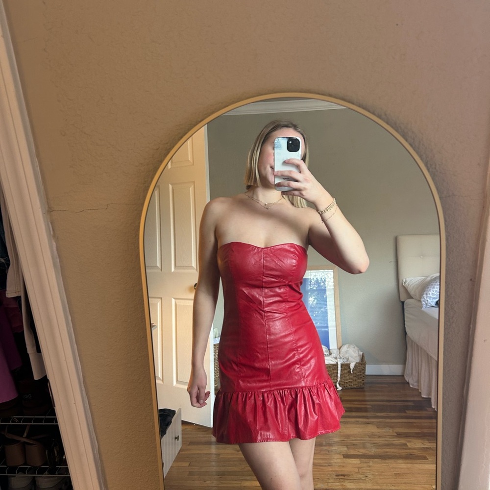Red Strapless Mini Dress